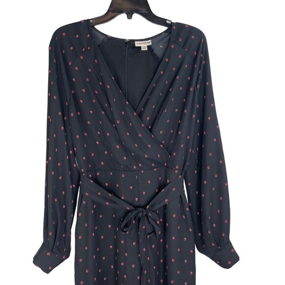 Maison Jules Black Ladybug Surplice Belted Jumpsuit Size 10 NWOT - Picture 4 of 11